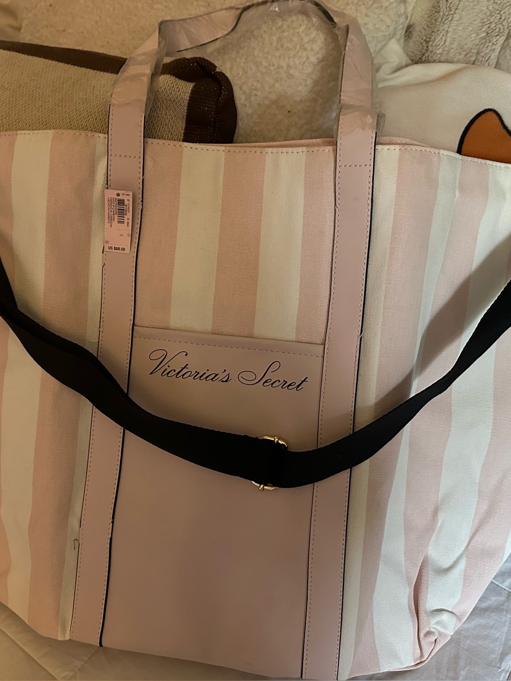 NWT Victoria's Secret Pink Stripe Tote Bag